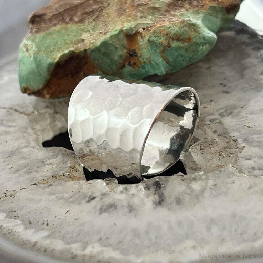 Sterling Silver Hammered Tapered Fashion Ring For Women - Picture 3 of 10